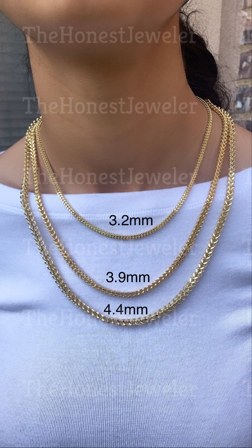 14k Yellow Gold Semi Solid Square Box Franco Chain Franco Link