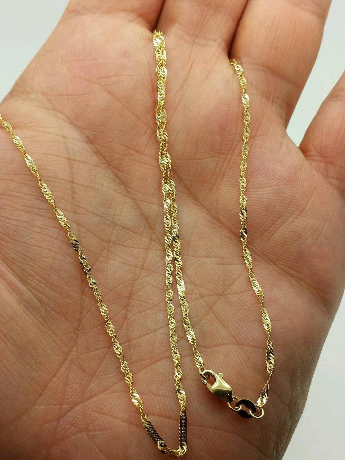 14k Yellow Gold Diamond Cut Singapore Chain Necklace .8mm 1mm Etsy