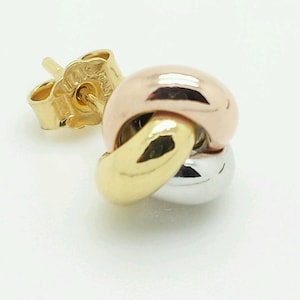 14k Gold Italian Tricolor High Polish Round Love Knot Stud Earrings 9mm Italy Mothers day Gift Sale