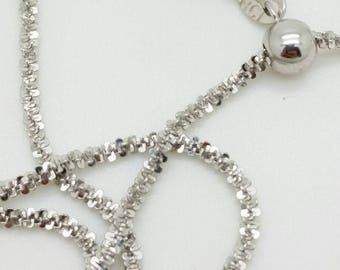 925 Sterling Silver Solid Diamond Cut Sparkle Adjustable Chain Necklace 22" 1.5mm Sale