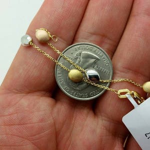 14k White Yellow Rose Gold Tri Color Pebble Cable Chain Anklet 10 Sale Summer Anklet Best Selling image 3