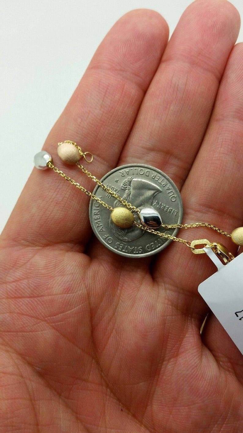 14k White Yellow Rose Gold Tri Color Pebble Cable Chain Anklet 10 Sale Summer Anklet Best Selling image 3