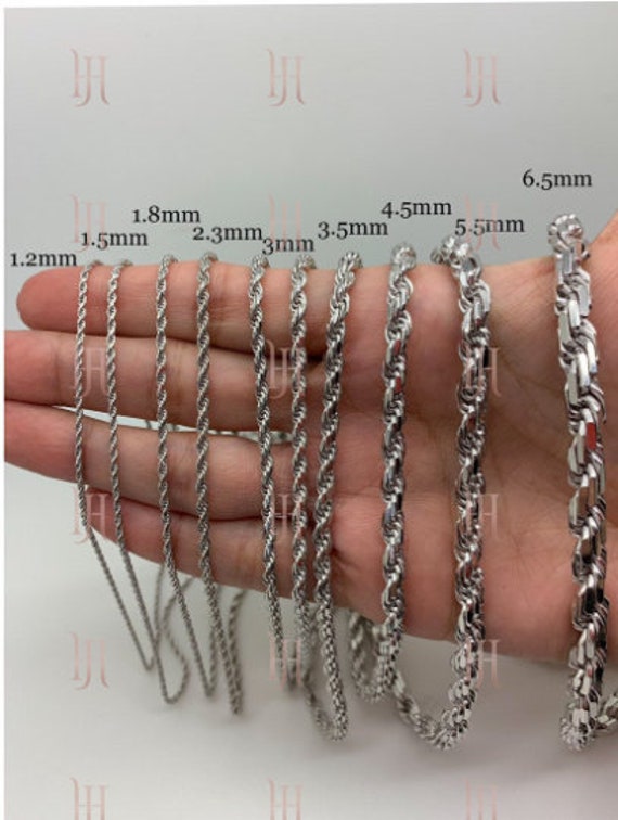 Rope Chain Necklace 1.8mm Sterling Silver with Rhodium Plate Non-tarnish Rope Chain Necklace 1.8mm Sterling Silver with Rhodium Plate Non-tarnish
