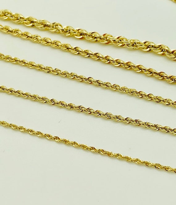 10k Gold Hollow Sparkle Rope Chain, Light Weight Necklace 10k Gold Hollow Sparkle Rope Chain, Light Weight Necklace