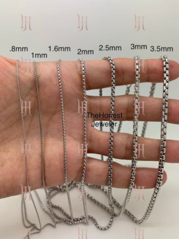 Italian Light Box Chain 1mm Width Sterling Silver Italian Light Box Chain 1mm Width Sterling Silver