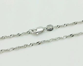 Oro bianco 14 K 1.5 mm Singapore catena collana