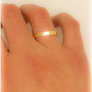14k Solid Yellow White Gold Wedding Engagement Flat Band Ring 3mm/Plain Flat band/Women Men ring/stackable ring/Engravable/promise ring Sale