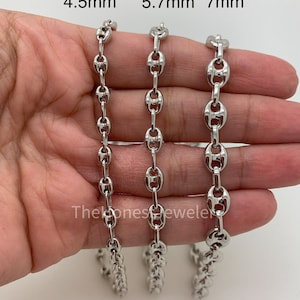 925 Silver Puffed Mariner Link Chain, 4.5mm 5.7mm 7mm, Everyday Chain,Thick Chain, Link Chain,Puffed Necklace, Gift, Sale