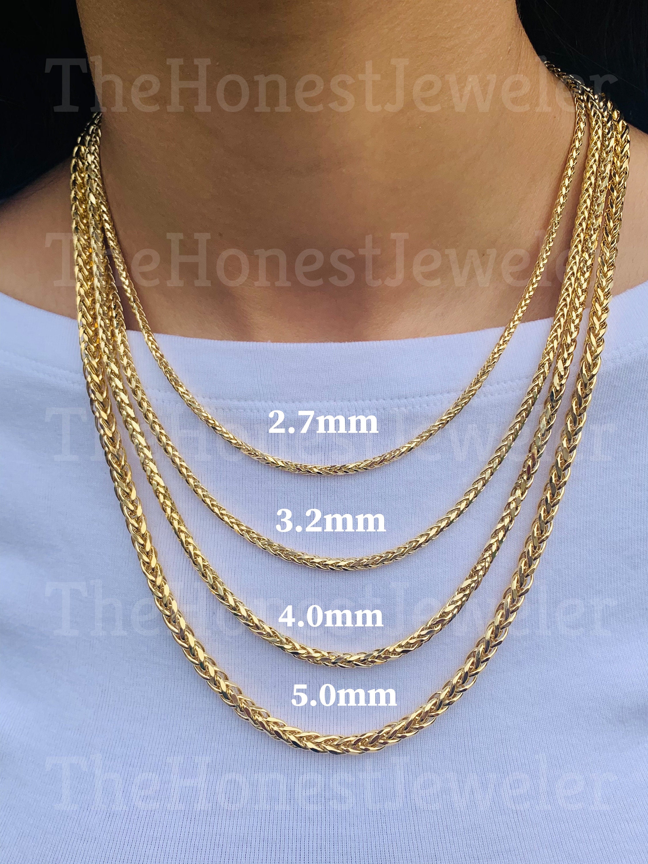 7mm Diamond Cut Franco Chain, 14K Gold Chain Men’s Solid Gold Necklace 24 Inches / Luxury Lobster Clasp