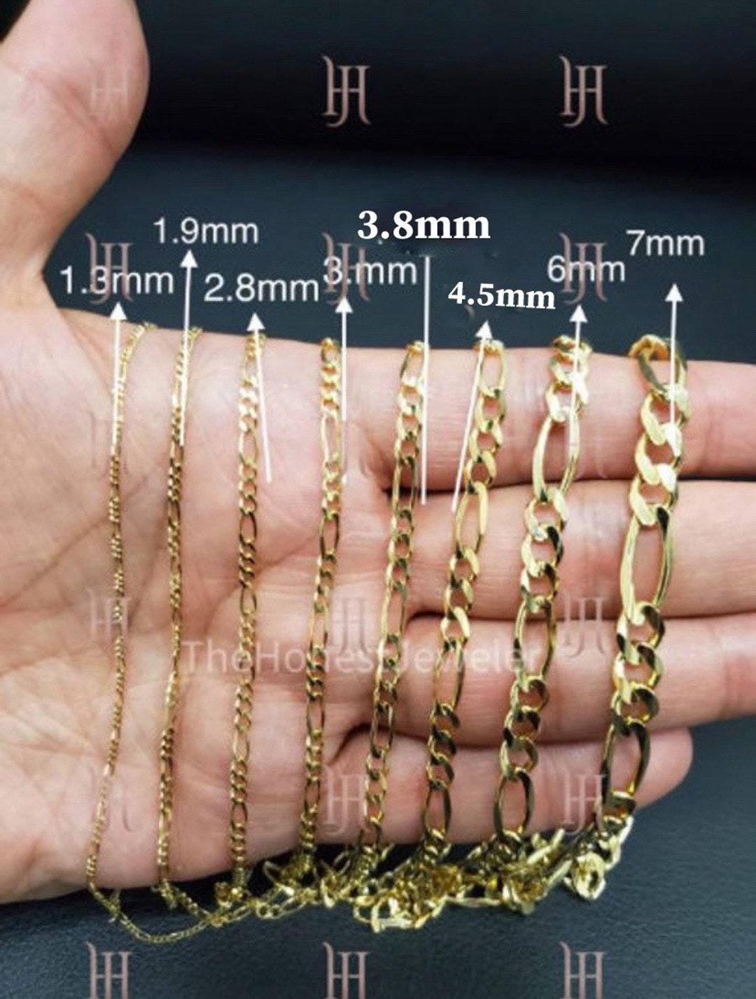 14k Solid Yellow Gold Figaro Link Necklace, Figaro Bracelet, Mens Chain  Anklet,1.3mm, 1.9mm, 2.6mm, 2.8mm, 3mm, 3.8mm, 4.5mm, 6mm, 7mm Sale - Etsy