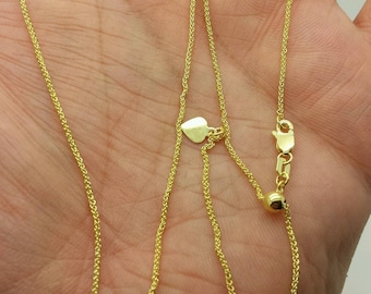 14k Solid Yellow Gold Adjustable Wheat Necklace Pendant Chain Up to 30" 1.0mm Sale