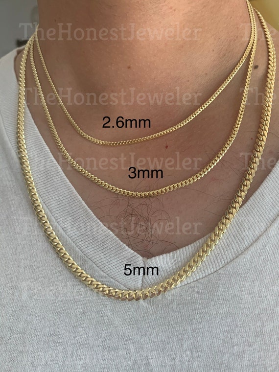 14K Yellow Gold Cube Link Necklace 6mm Thick 18 Inch -  Denmark