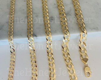 Collar De Cadena De Eslabones Cubanos De Miami De Oro Hueco Amarillo Y Blanco De 14 Quilates, Ancho 0.445 In, 24 Pulgadas, 24, Yellow Gold, No Es Una Piedra Preciosa