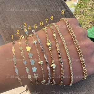 14k Solid Gold Bracelet, Layering Trending Bracelets, Stackable Gold Bracelet, Puffed Heart, Fancy Mirror Bracelet, Gift for her, Sale