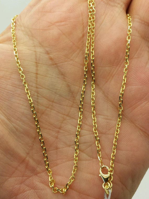 14k Solid White Gold High Polish Cable Link Pendant Necklace Chain 16" 1.8mm 