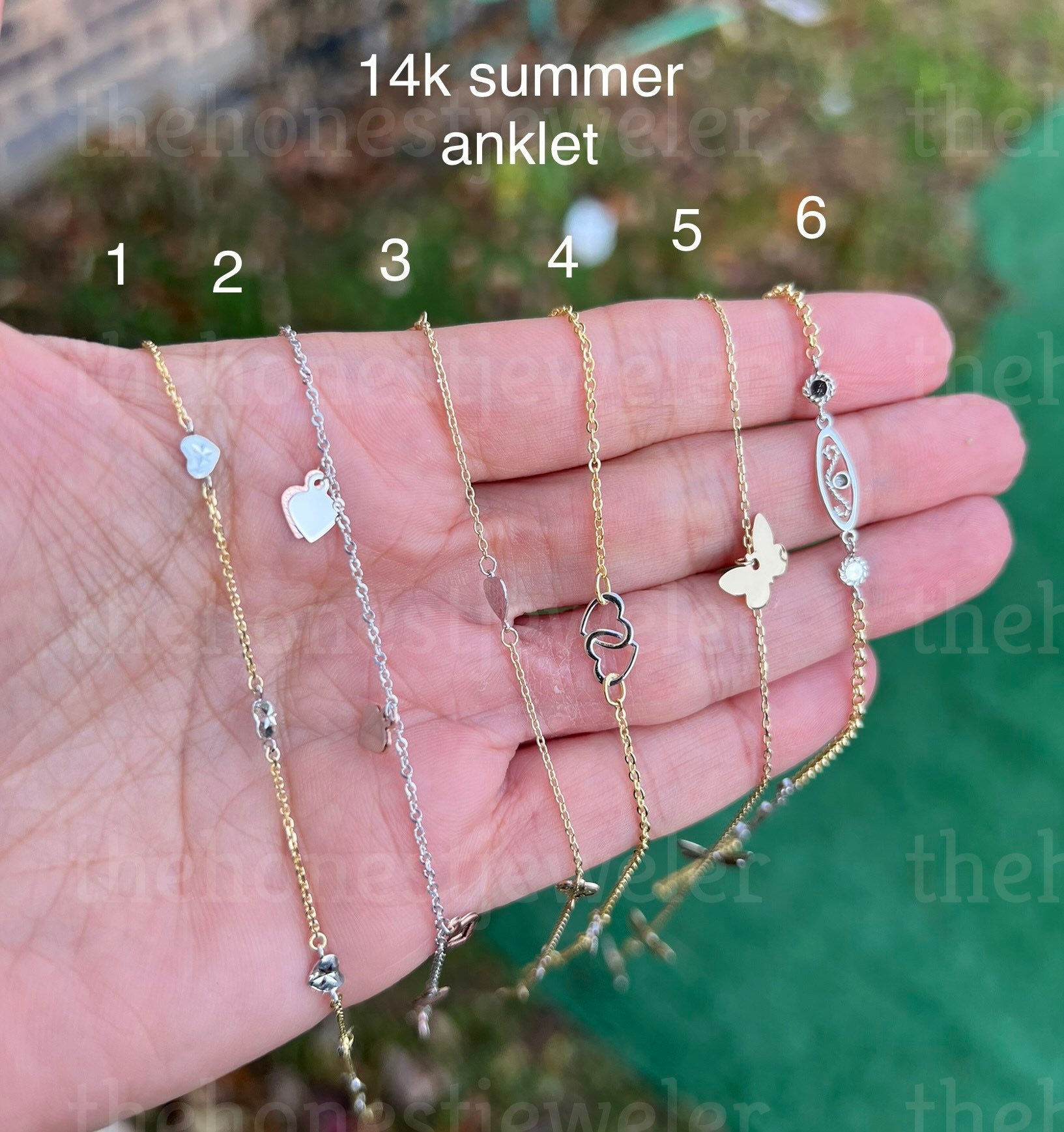 14k Two Tone Gold Entwined Heart Stationed Anklet 14k Two Tone Gold Entwined Heart Stationed Anklet