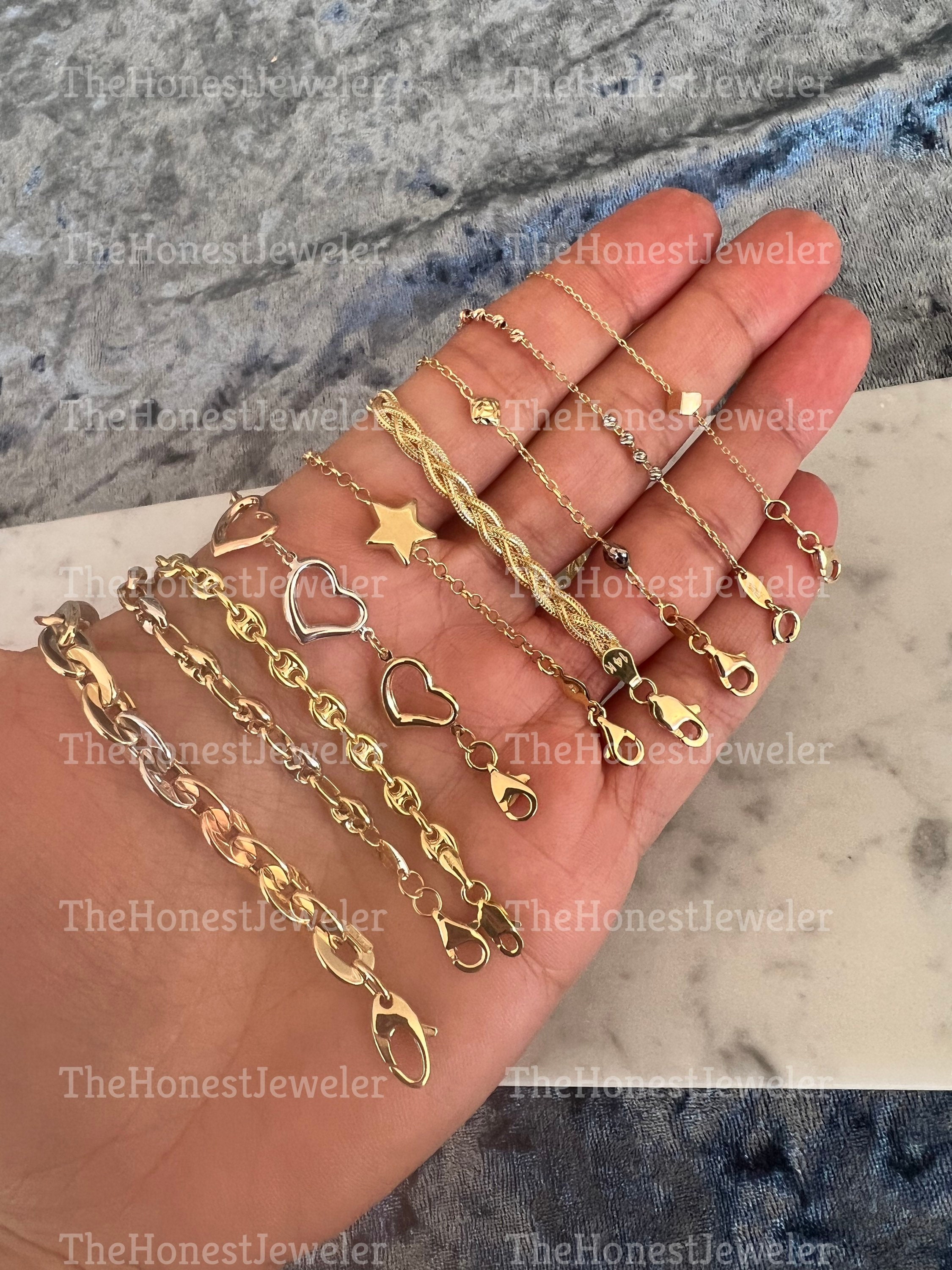 14k Tri Color Gold Bracelets, Braided Fox, Diamond Cut 14k Tri Color Gold Bracelets, Braided Fox, Diamond Cut