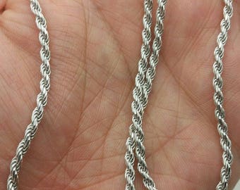 925 Sterling Silver Italian Solid Twist Rope Necklace Chain 18
