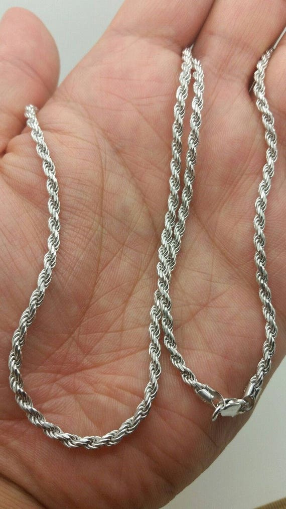 925 Sterling Silver Italian Solid Twist Rope Necklace Chain 18