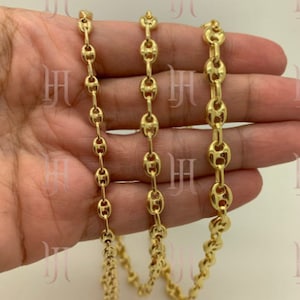 14k Gold Plated Puffed Mariner Link Chain,Solid Silver Chain, Link Necklace, Everyday Chain,Thick Chain,Gift, 4.5mm 5.7mm 7mm