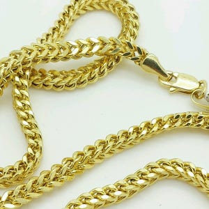 14k Yellow Gold Square Box Franco Necklace Pendant Chain 3.2mm 18 ...