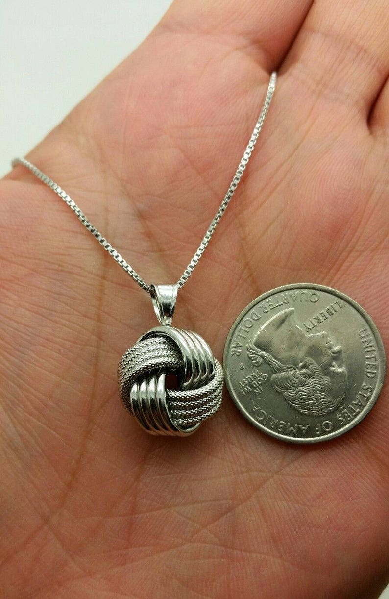 925 Solid Sterling Silver Italian Love Knot Box Chain Necklace Etsy