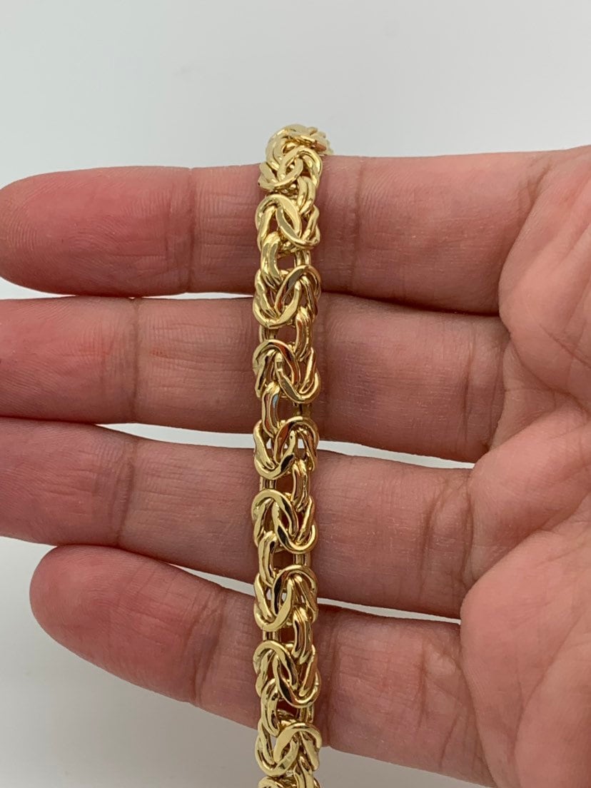 14 Karat Gelbgold Poliert 8,0 Mm Byzantinisches Glied Armband