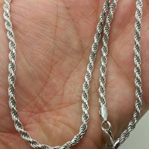 925 Sterling Silver Italian Solid Twist Rope Necklace Chain 2024 3.5mmFathers Day Gift/Best Selling Sale image 1