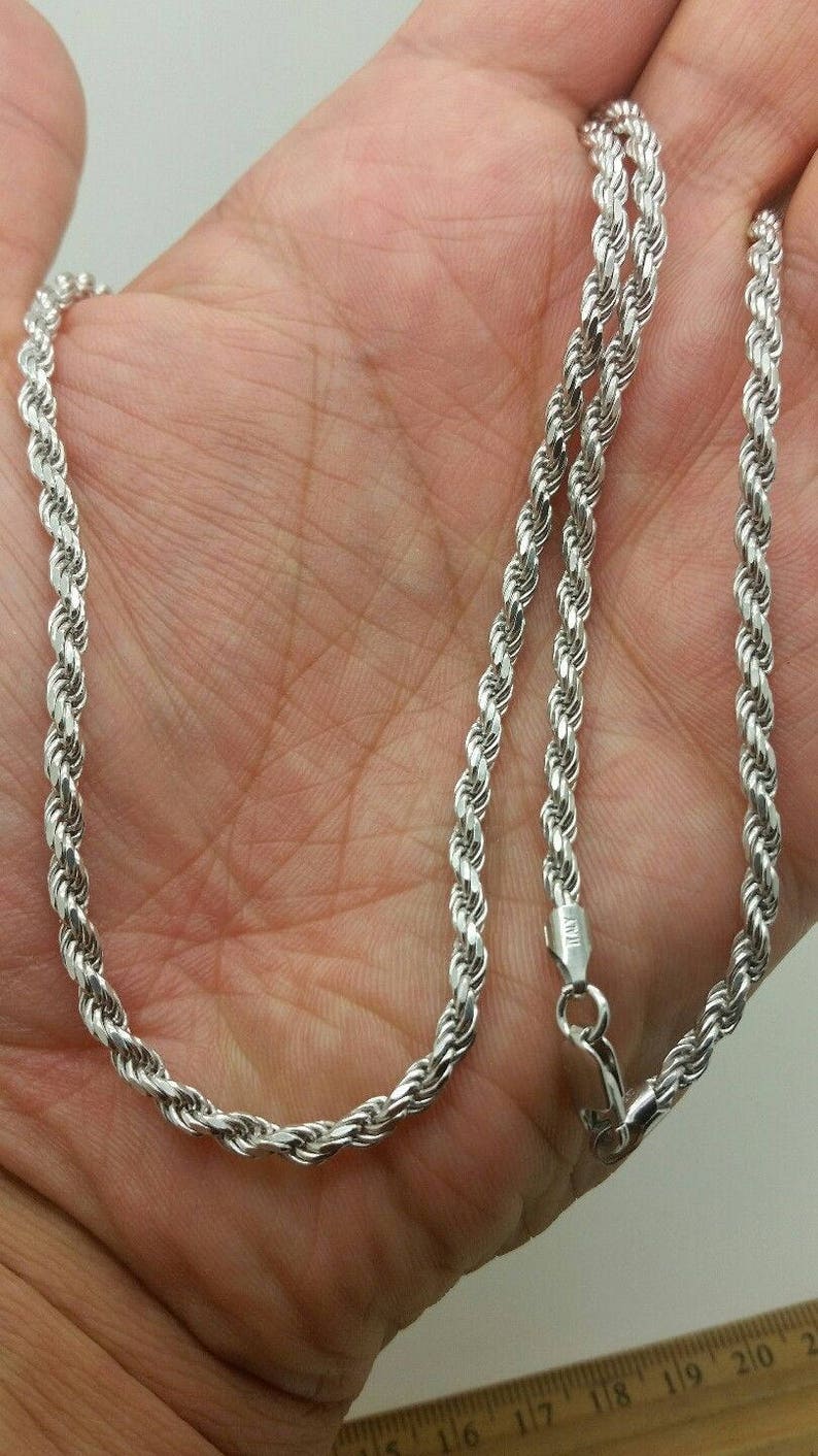 925 Sterling Silver Italian Solid Twist Rope Necklace Chain 2024 3.5mmFathers Day Gift/Best Selling Sale image 1