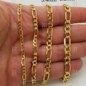 10k Hollow Gold Figaro Chain,Lightweight Necklace/Figaro Bracelet/Summer Anklet,Lightweight Chain 7&quot;-24&quot;  Gift,Best Selling Sale