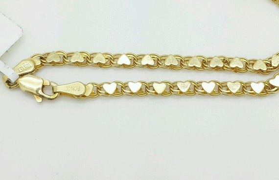 送料関税込【AMY O】Heart Link Chain Bracelet ハート☆国内発 14K Gold Heart Chain Bracelet, Solid Gold Bracelets – AMYO