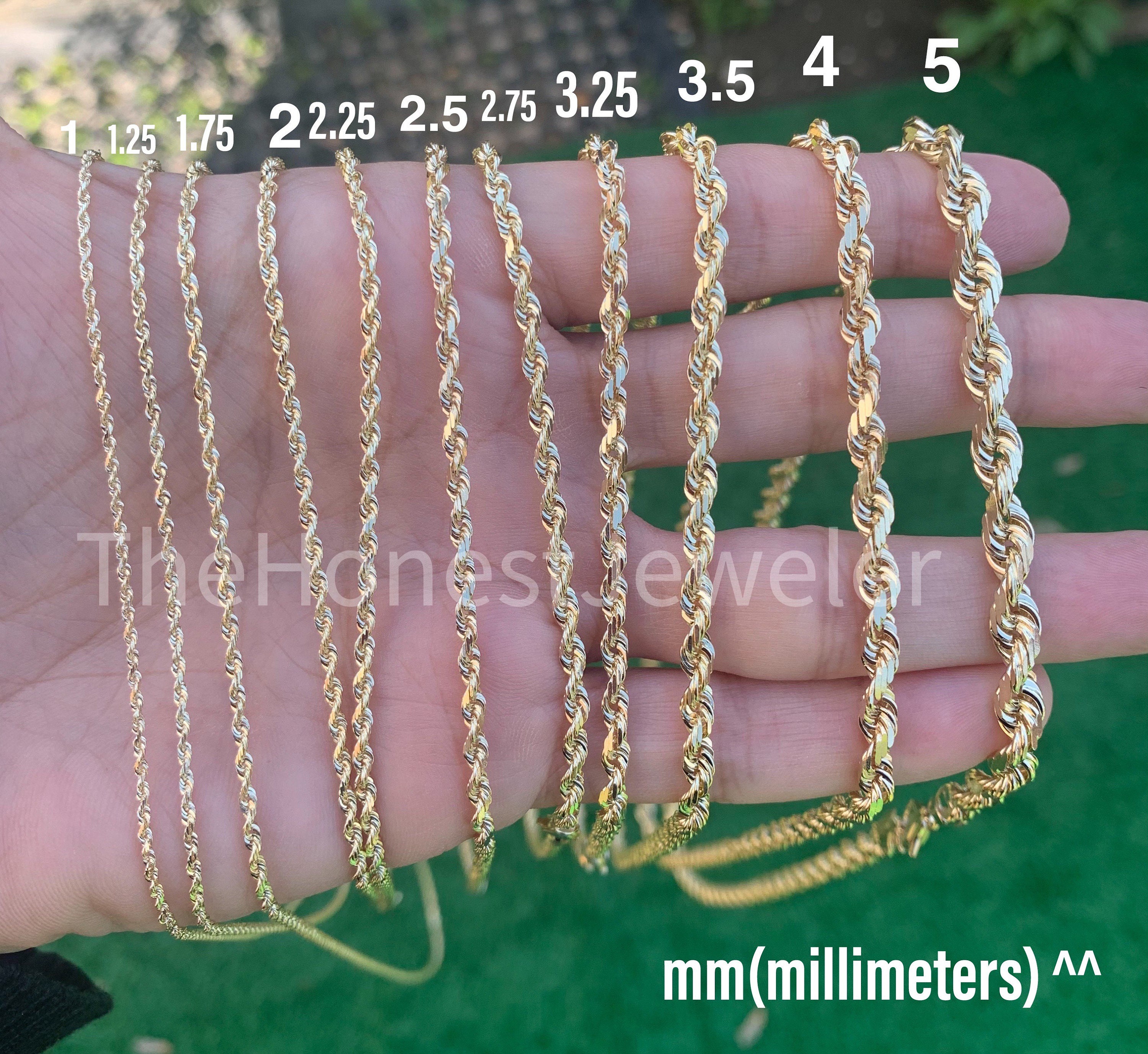 14k Solid Yellow Gold Diamond Cut Twist Rope Necklace Pendant