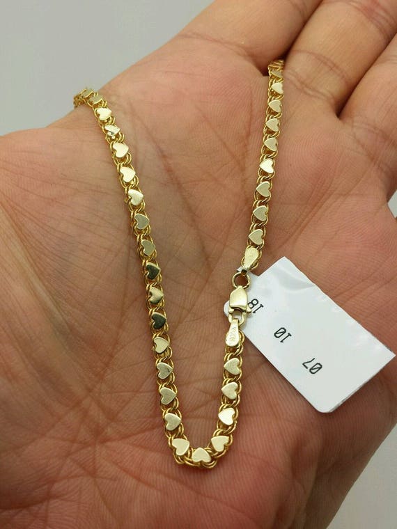 14k Gold Heart Anklet Best Sale, 52 