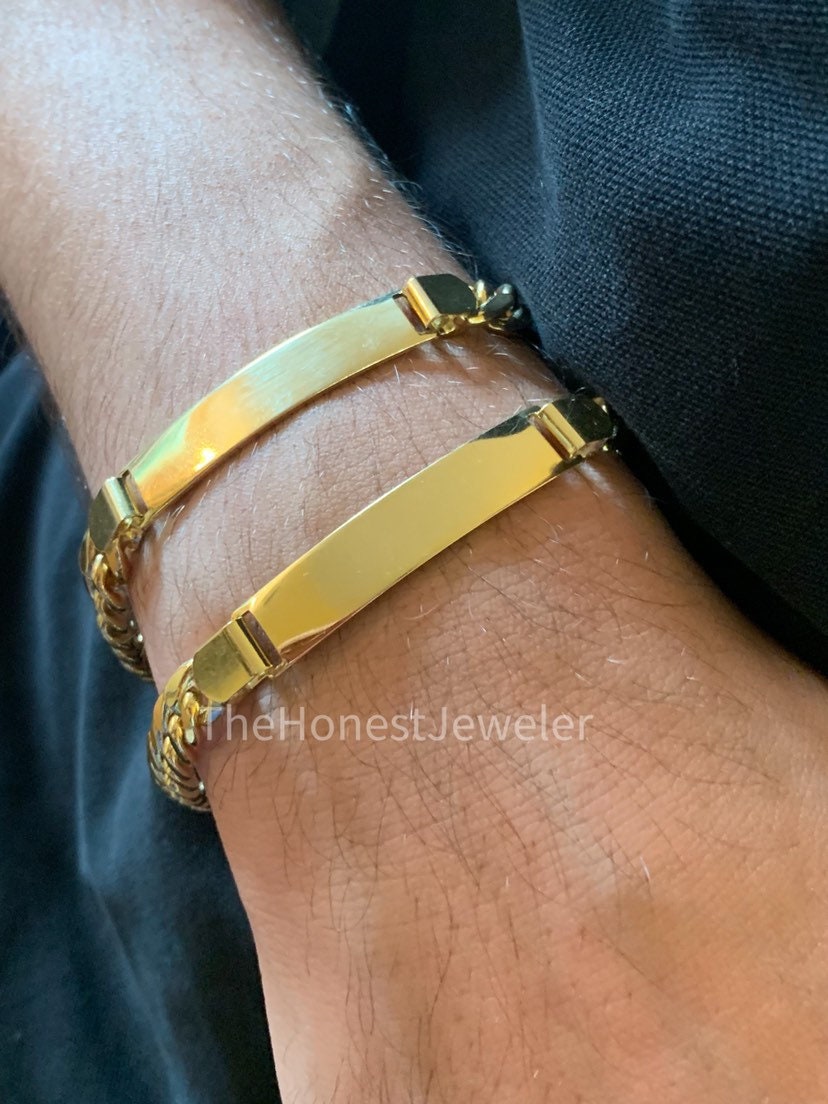 14k oro Cuban hombres pulsera pulsera - España