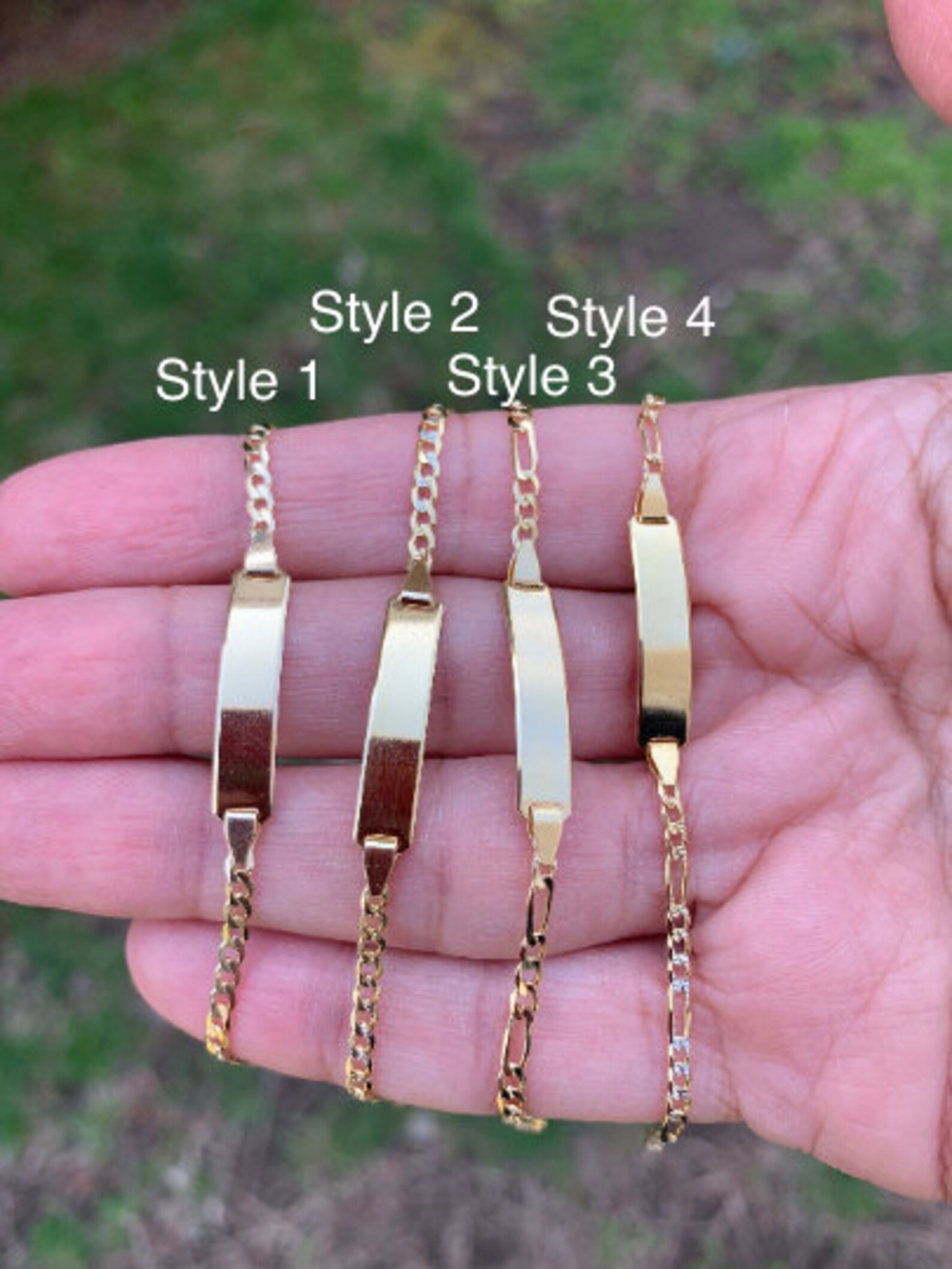 10k Solid Gold Figaro Cuban Link Baby ID Bracelet Pave Cuban Etsy