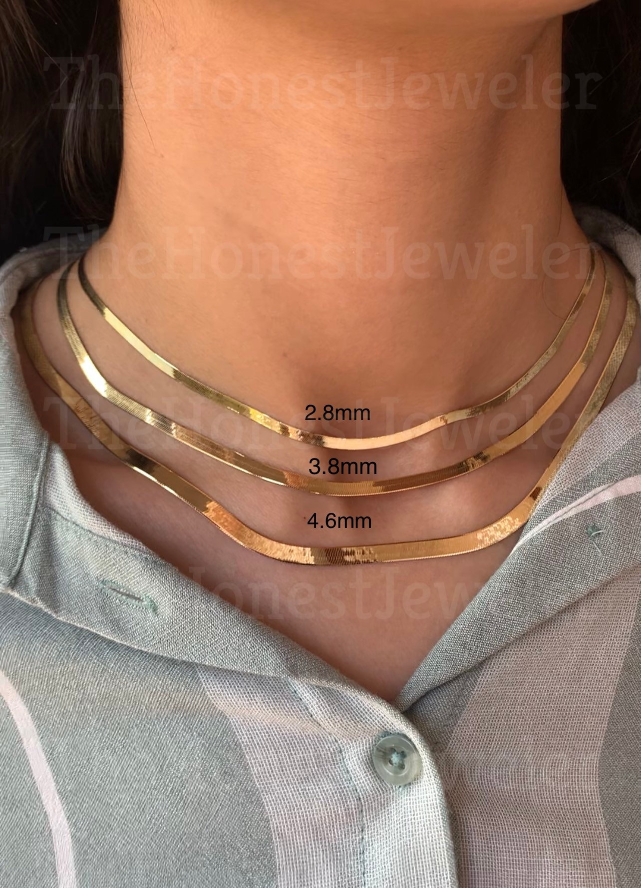 10k herringbone necklace deals