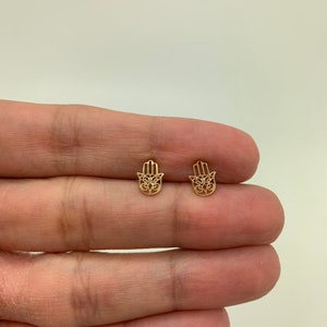 14k Solid Yellow Gold Hamsa Studs,Hamsa Earrings,Mini Hamsa Earrings,Hamsa Hand Studs,Minimalist Studs,Gift for her,Sale