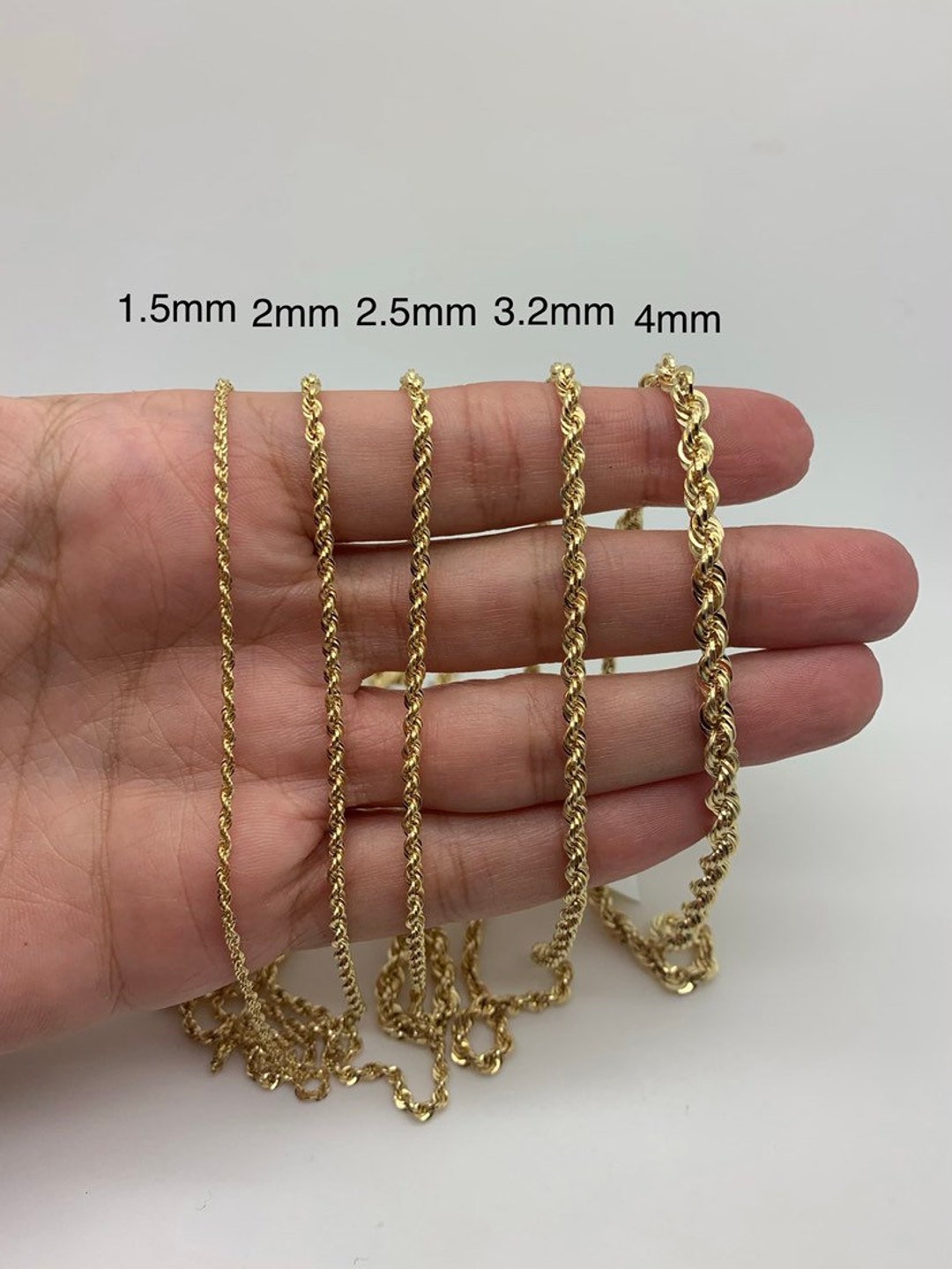 10k Gold Hollow Sparkle Rope Chain, Light Weight Necklace/bracelet