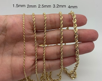 10k Gold Hollow Sparkle Rope Chain, Light Weight Necklace/Bracelet/Anklet,Everyday Chain, Twist Rope Chain,  7"-24" Gift/Best Selling Sale/