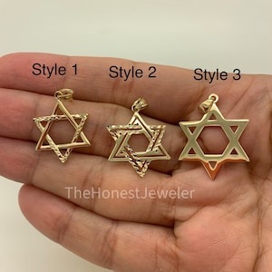 14k Solid Yellow Gold Star of David Pendant,Religious Pendant,Jewish star Charm,Protection Charm, Everyday Gold Pendant, Sale