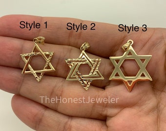 14k Solid Yellow Gold Star of David Pendant,Religious Pendant,Jewish star Charm,Protection Charm, Everyday Gold Pendant, Sale