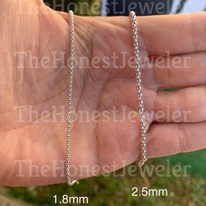 925 Solid Sterling Silver Rhodium Popcorn Chain, Round Link Chain, Layering Necklace, 1.8mm, 2.5mm Sale