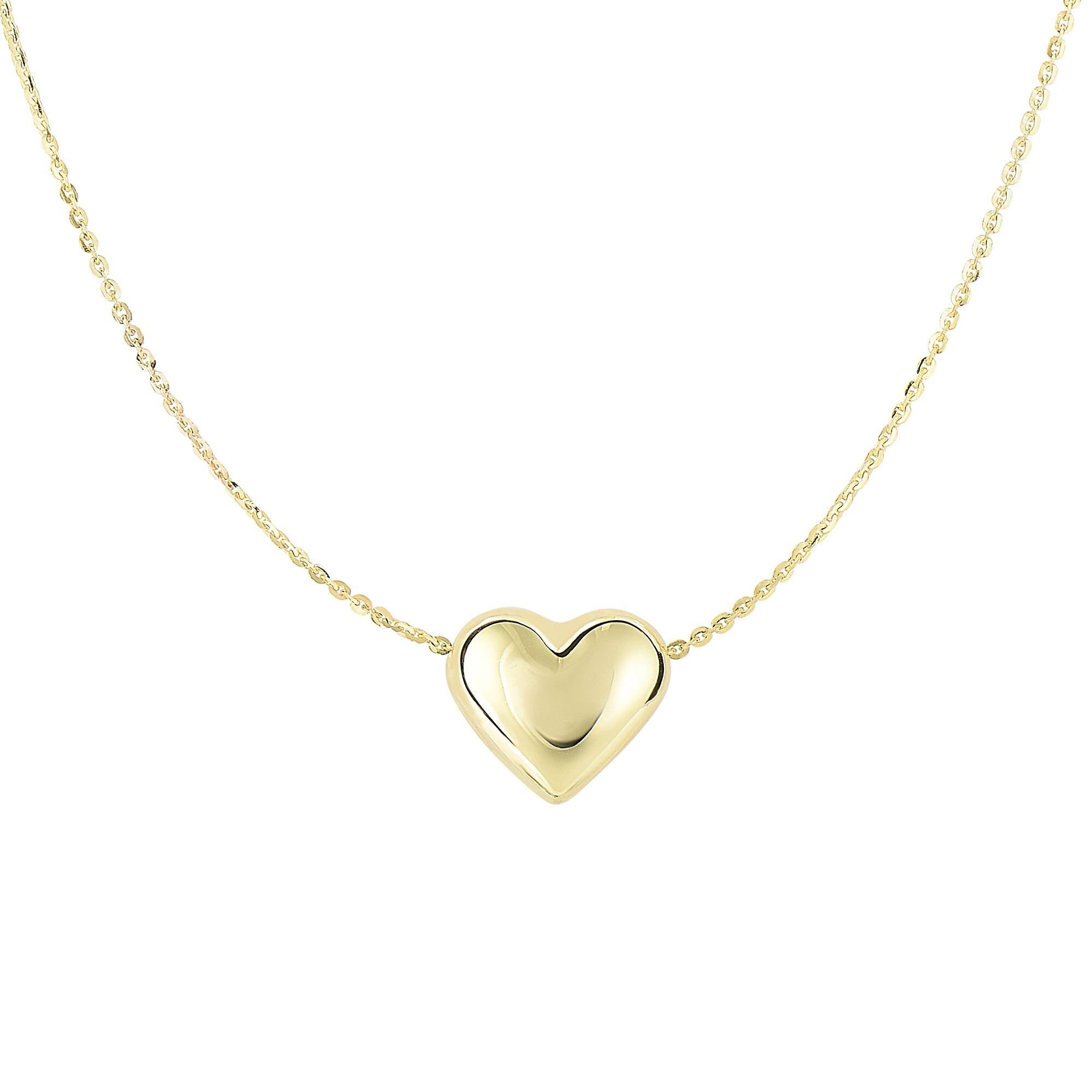14k Yellow Gold Ring with Puffed Heart