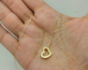 14k Solid White Yellow Rose Gold Heart Pendant,Dainty Necklace,minimalist Jewelry,Mothers Day Gift,Gift for her,Sale