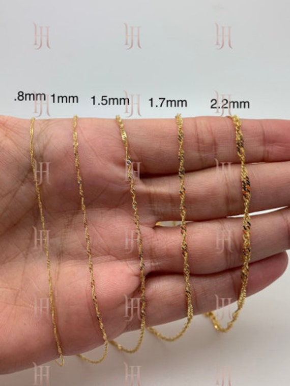 10k Solid Yellow Gold Diamond Cut Singapore Chain,diamond Cut