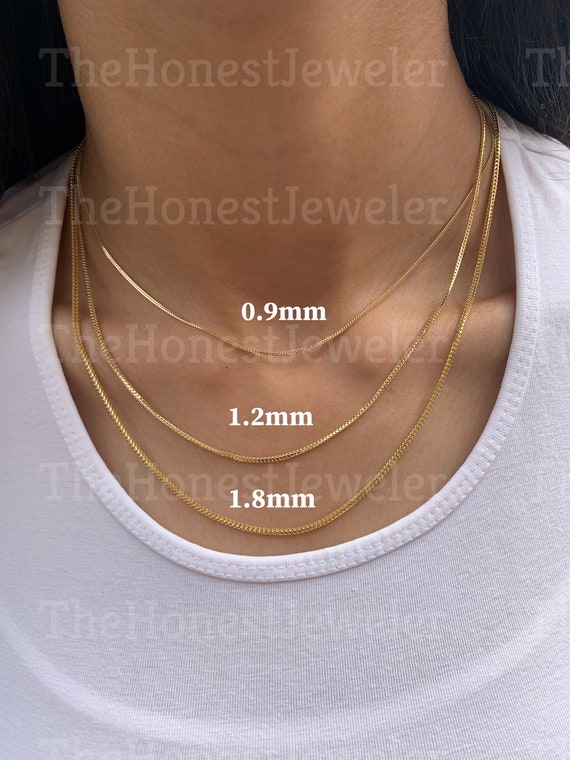 14k Solid Yellow or White Gold Franco Chain Necklace 0.9mm, 1.2mm