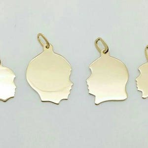 14k/10k  Solid Gold Child Face Charm Pendant Boy Girl Baby Kids Children Silhouette Engravable Gift Personalized Mothers day Gift Sale