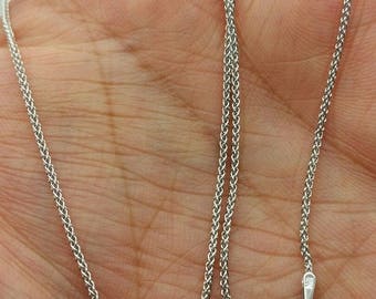 18K Solid White Gold Wheat Chain 1.2mm - Real Gold Chain for Pendants, Dainty Gold Necklace, Thin Gold Chain for Women & Men