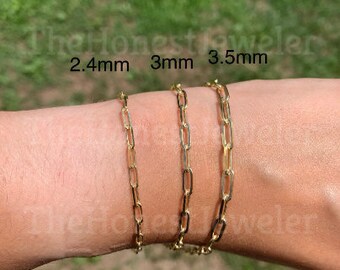 925 Solid Silver 14k Plated Paperclip Bracelet,Delicate Minimal Bracelet,Oval Rectangular links,Layering Bracelet,Everyday Bracelet