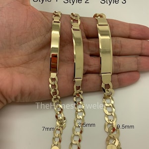 14k Solid Yellow Gold Men&#39;s Cuban ID Bracelet,Custom Name Bracelet/GIft for Him,Personalized Gift,Name Plate Bracelet,Sale